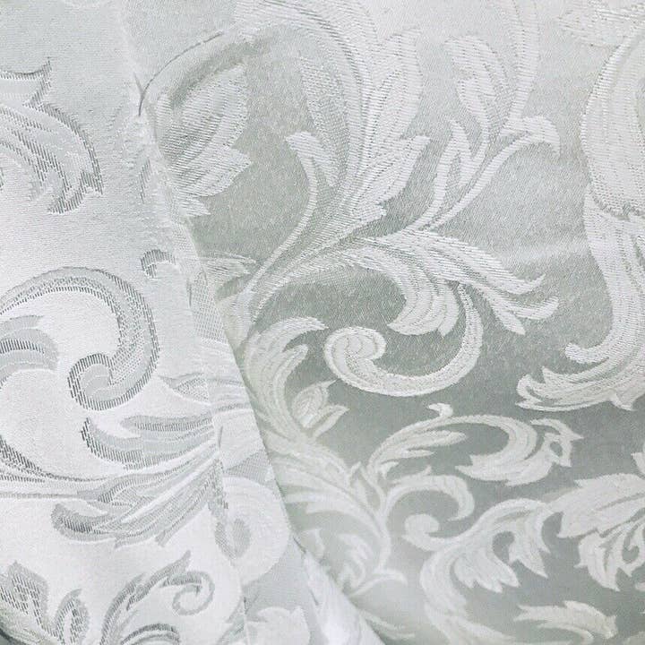 Fancy Styles Fabric – wholesale Fabric – NEW Italian Brocade Satin Fabric- White- Floral Leaves Upholstery Neoclassical5