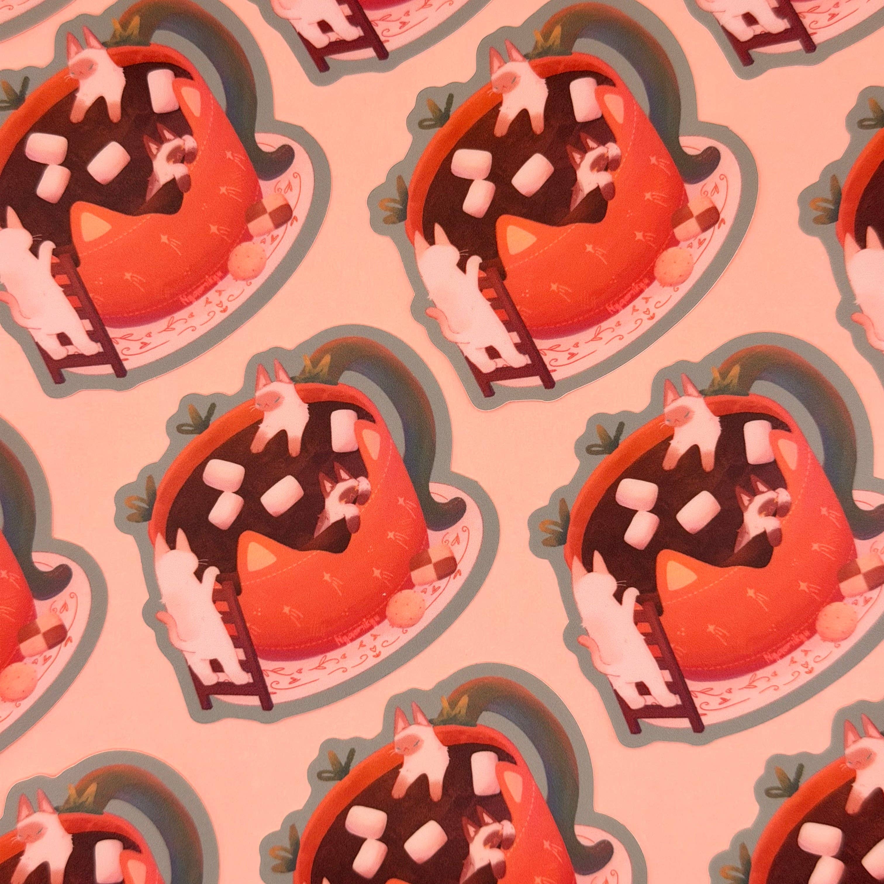 Nyaomikyu - Wholesale Sticker - Siamese Hot Cocoa Cats Sticker2