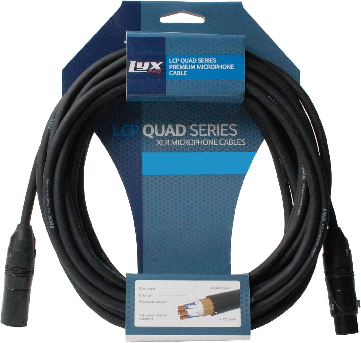 LyxPro – wholesale Musiktillbehör – Quad serie XLR-kabel, 4-ledare, hane till hona sladd11