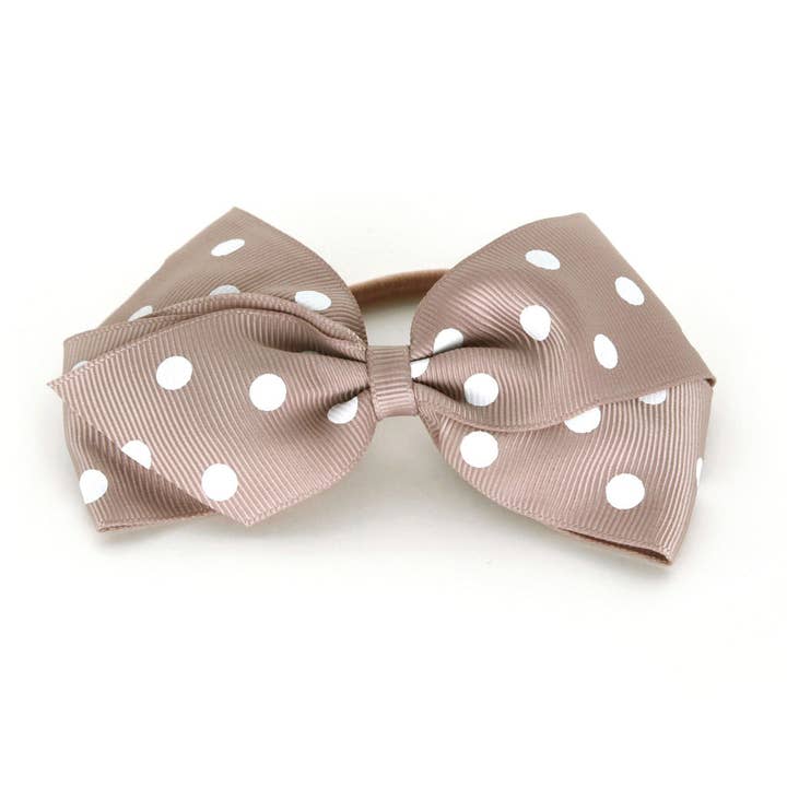 Large Antique Mauve Polka Dot Hair Elactic for wholesale by Verity Jones London