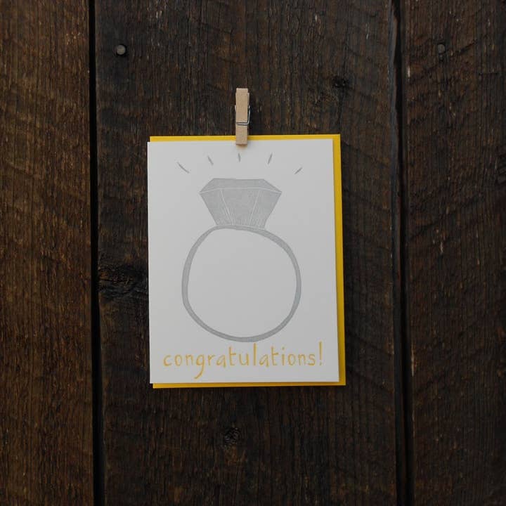 Congratulations! Linocut Card for wholesale by May Day Studio