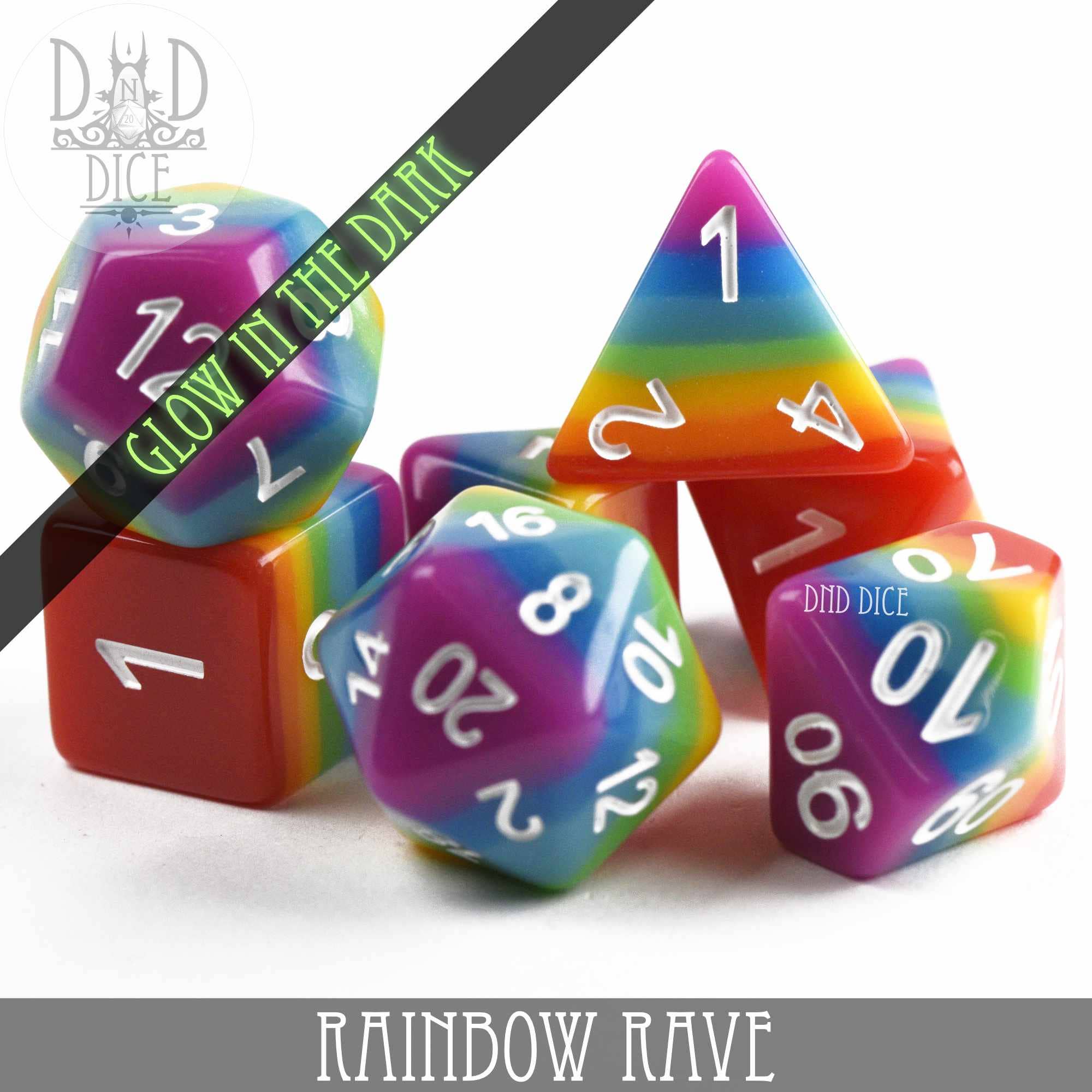 DNDDICE.COM - Wholesale Dice - Rainbow Rave (Glow)1
