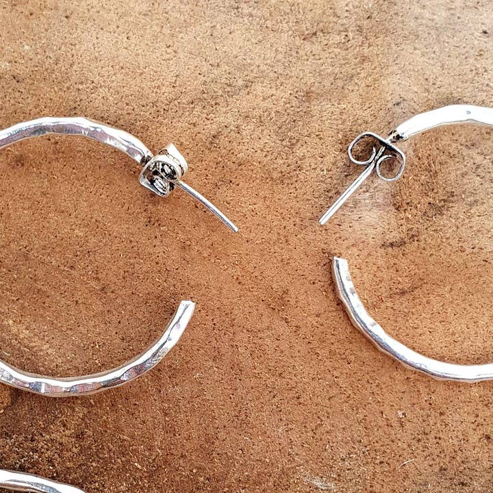 Kaali Boutique - Wholesale Hoop Earrings - Elegant Silver Hoops / Hammered / Silver Hoops / Ethnic Boho Classic XL Bohemian Marriage Bridal Jewelry Hippie Hiphop Festival6