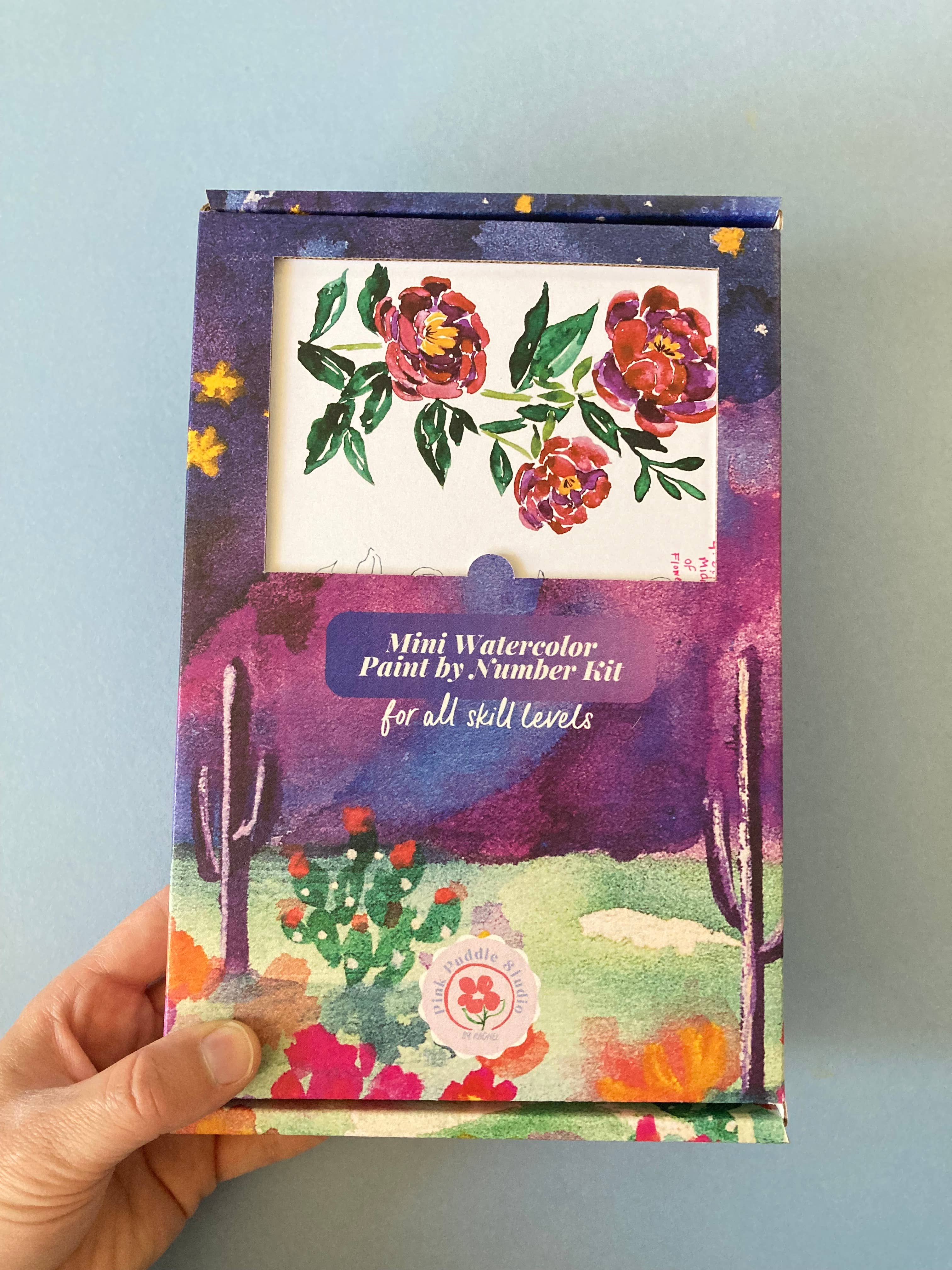 Pink Puddle Studio - Wholesale DIY Craft Kit - Peony Flower Watercolor Paint by Number DIY Kit6