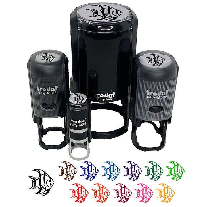 Sniggle Sloth - Wholesale Rubber/Decorative Stamp - Freshwater Striped Angelfish Fish Self-Inking Rubber Stamp for Stamping Crafting Planners8