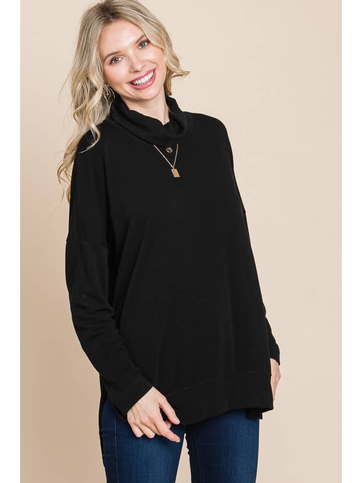 Emerald Collection - Venta al por mayor Sudadera - Mujer - ETK-8697 Jersey con cuello vuelto en dos tonos2