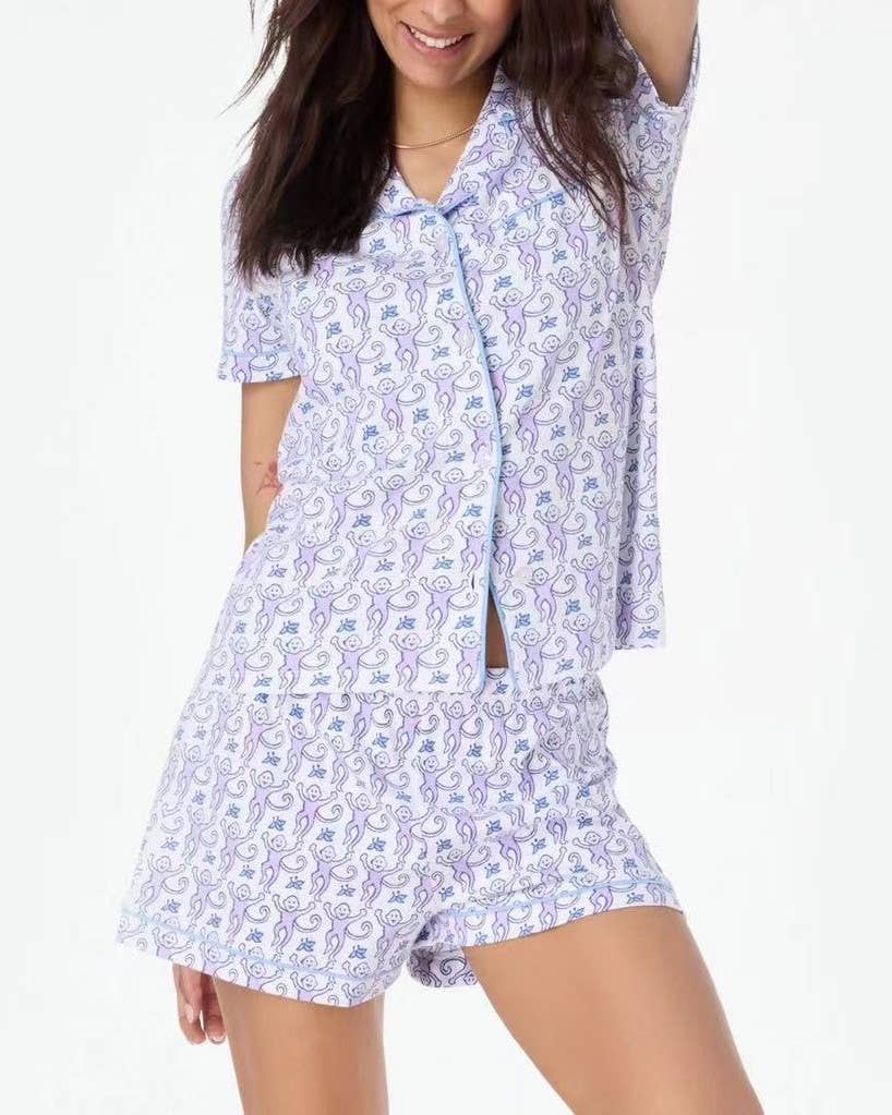 Rosa Clothing - Wholesale Lounge Set - Women's - Comfy Tiger Print Short Sleeve Pajama Set4