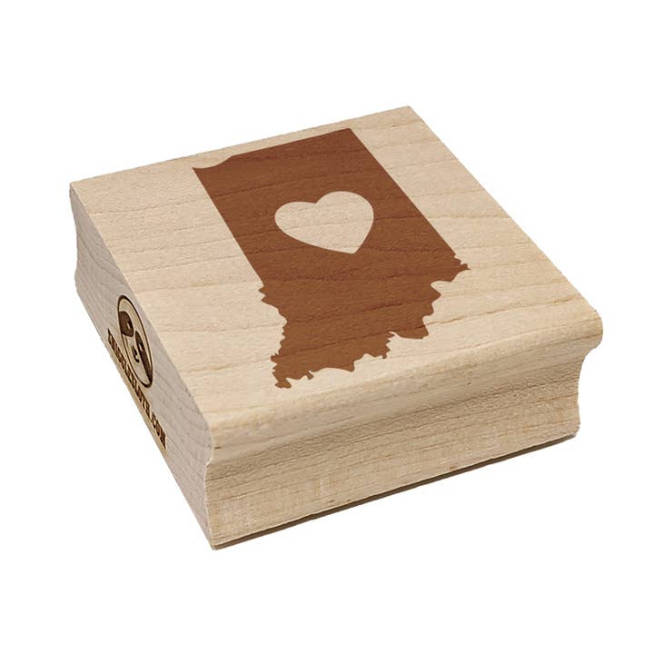 Indiana State with Heart Square Rubber Stamp for Stamping Crafting for wholesale by Sniggle Sloth
