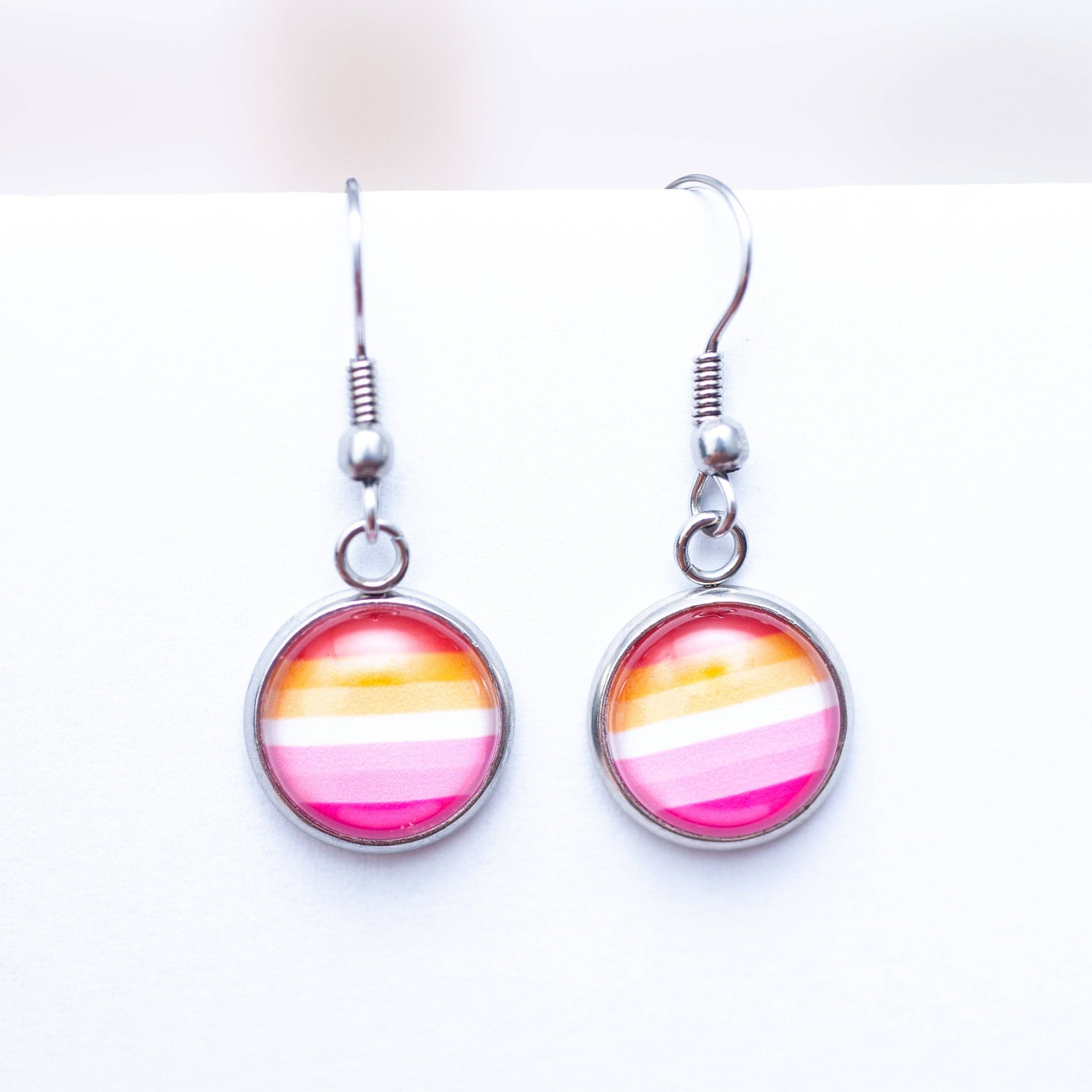 Crafty Queer Studio - Wholesale Stud/Post Earrings - Lesbian flag pride LGBTQ+ earrings - stud or dangle3