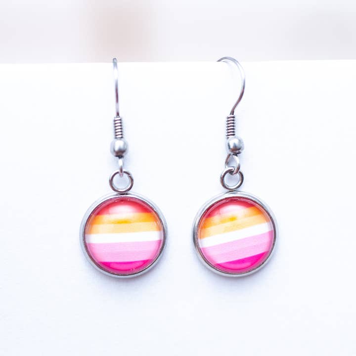 Crafty Queer Studio - Wholesale Stud/Post Earrings - Lesbian flag pride LGBTQ+ earrings - stud or dangle3