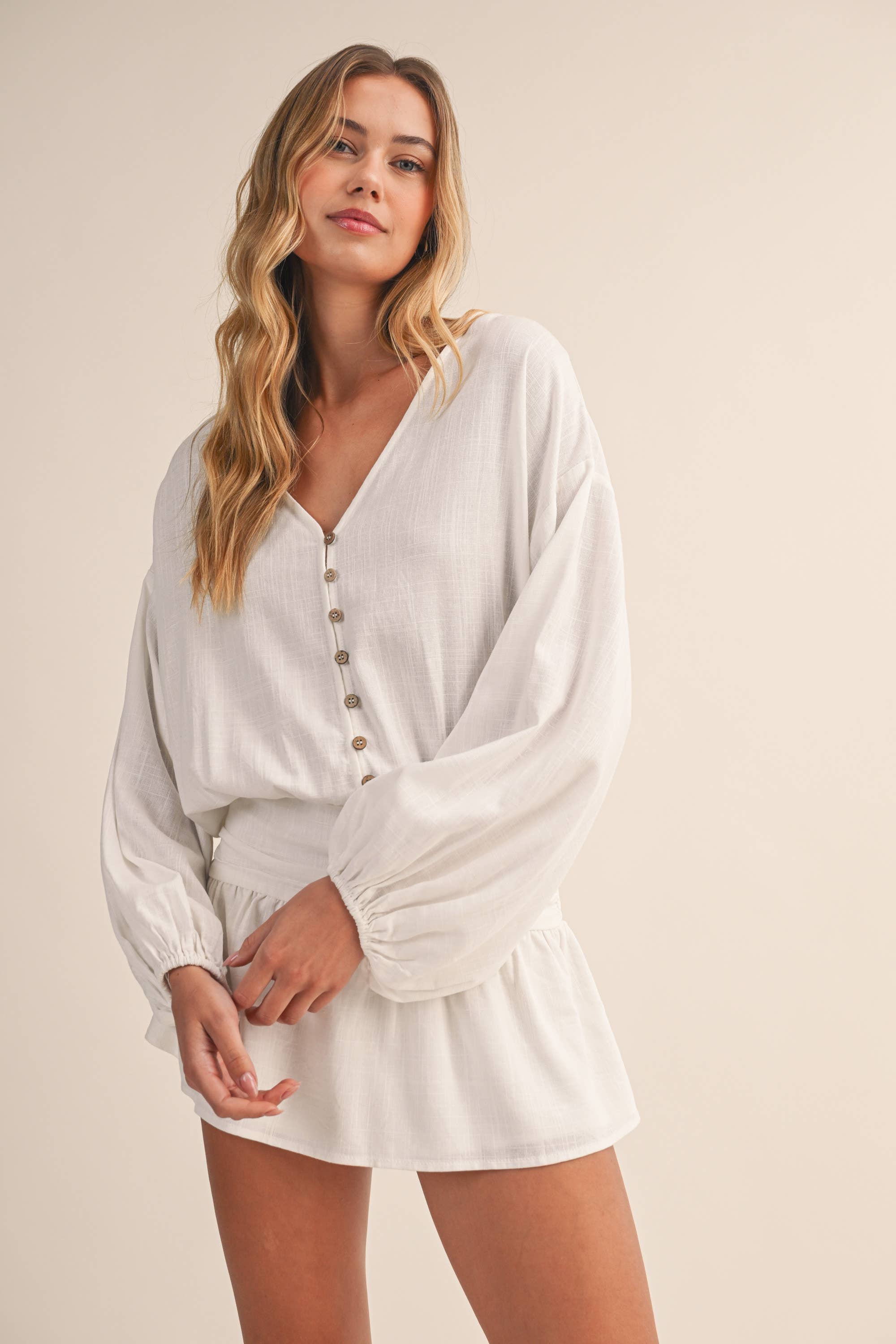 Klesis - Wholesale Romper - Women's - IR2396 LINEN LONGSLEEVES ROMPER12