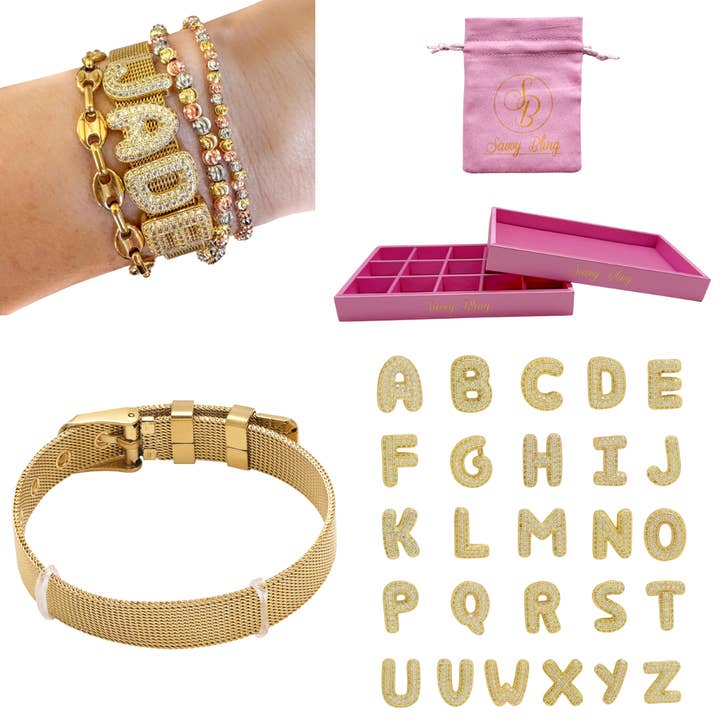 Savvy Bling - Wholesale Charm/Dangle Bracelet - Bubble Initial Custom Word Name Watch Charm Bracelet