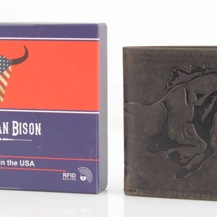 Leather Impressions Inc - Wholesale Wallet - Men's - American Bison Horse Embossed Leather Bi Fold Wallet11