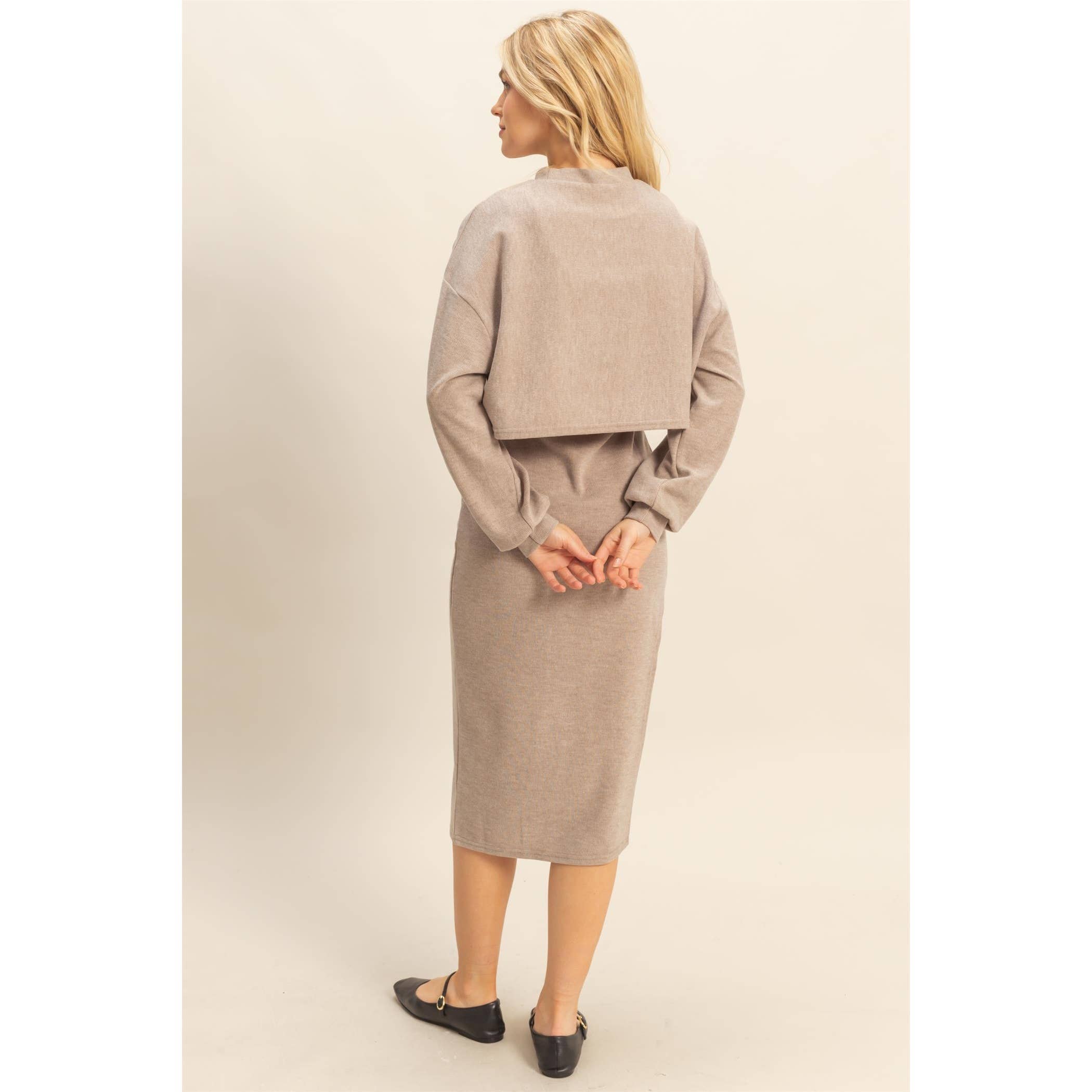 HYFVE - Vente Robe – femme - Ensemble Pull-over Tricoté et Robe Midi8