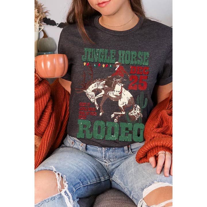 COLORBEAR - Wholesale T-Shirt (Graphic) - Women's - JINGLE HORSE RODEO,CHRISTMAS UNISEX SHORT SLEEVE,GRAPHIC