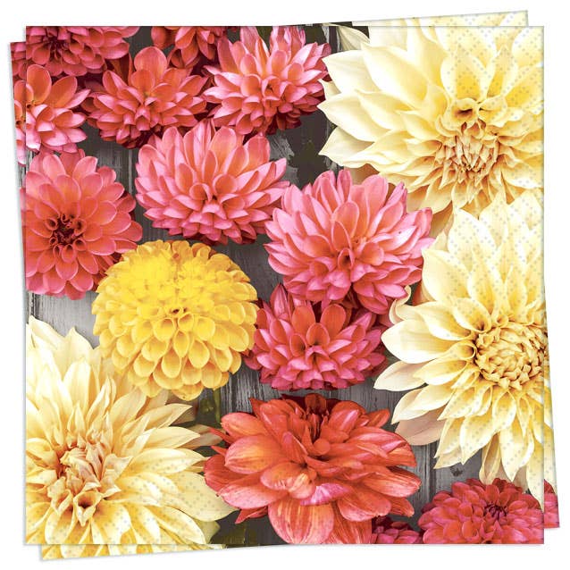 Soft Dahlias Cocktail Napkin for wholesale by Twilight Collection