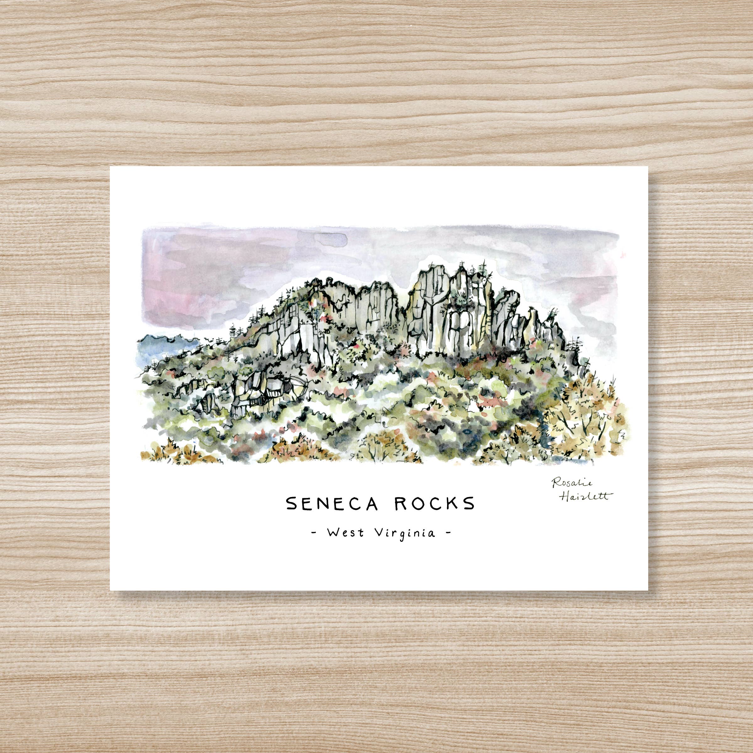 Rosalie Haizlett Illustration - Wholesale Art Print - Seneca Rocks Watercolor Art Print