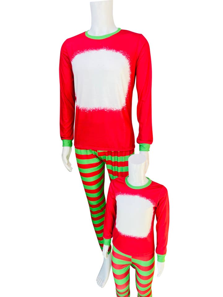 ILTEX Apparel - Wholesale Sleepwear Set - Women's - Christmas FAUX Bleached Red Green Family Pajama Set (Kids & Adult)
