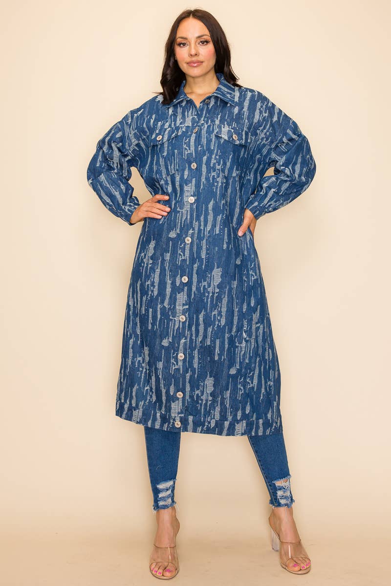 QMP Moda - Wholesale Denim Jacket - Women's - OVERFITTING DENIM JACKET WITH POCKETS   1