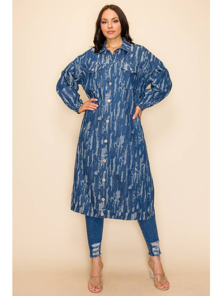 QMP Moda - Wholesale Denim Jacket - Women's - OVERFITTING DENIM JACKET WITH POCKETS 1