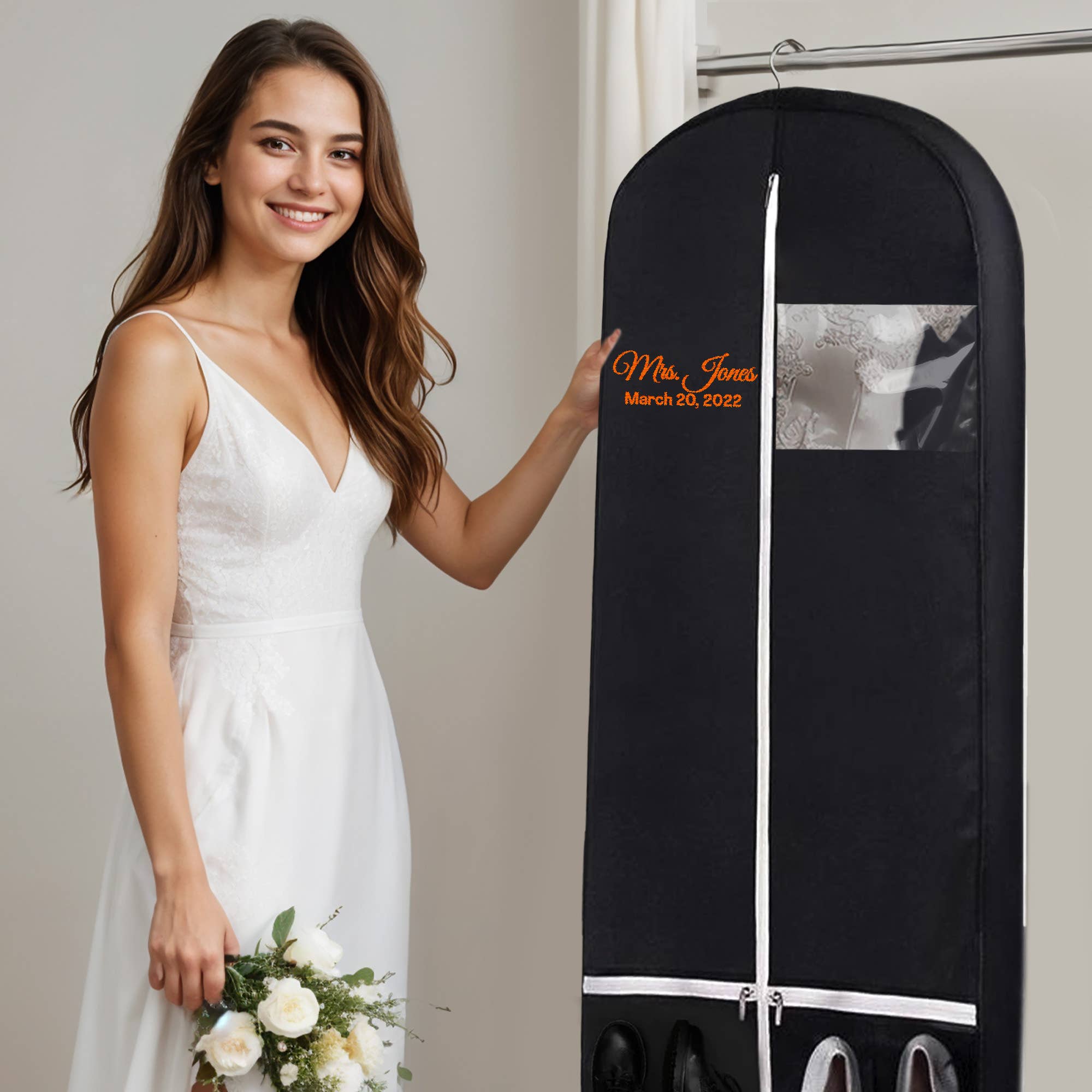 Gradzo – wholesale Garment bag – unisex – Personalized Garment Hanger for Wedding Dresses & Tuxedos5