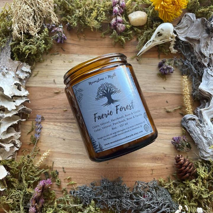 Moonstone and Myth - Wholesale Jar/Filled Candle - Faerie Forest, 100% soy wax scented candle4