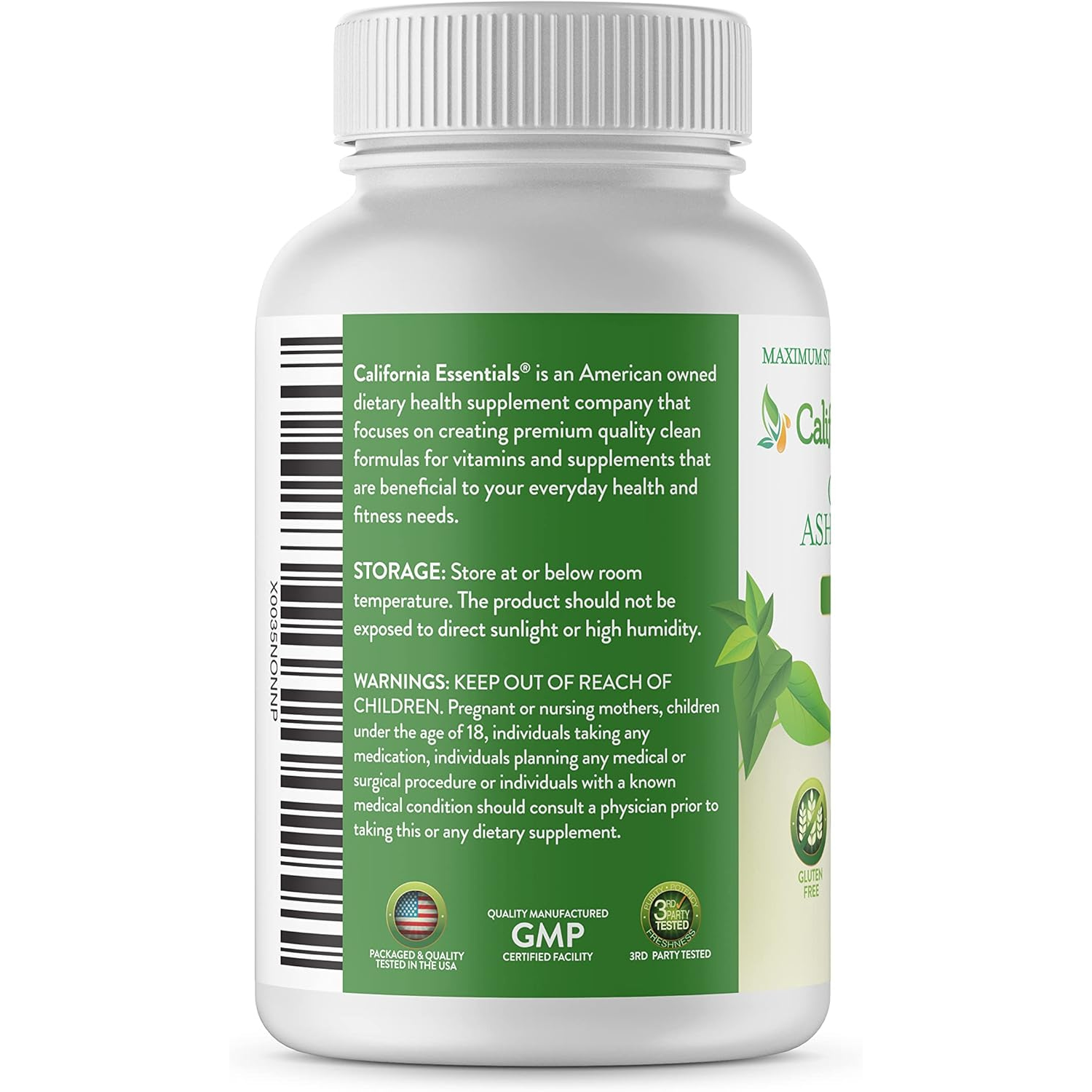 California Essentials - Vendita all'ingrosso Vitamine/integratori orali - Integratore di Ashwagandha Biologica (1300 mg) - Polvere di Radice7