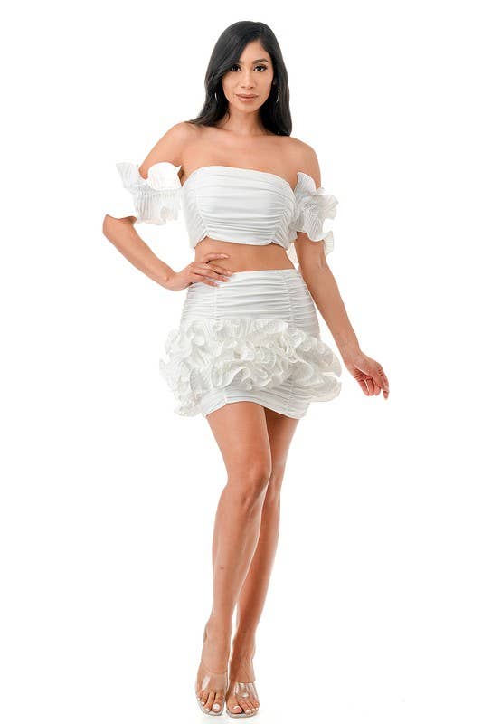 Namatt Design - Vente Ensemble haut et jupe - Femme - Haut court froncé avec manches détachées et jupe2