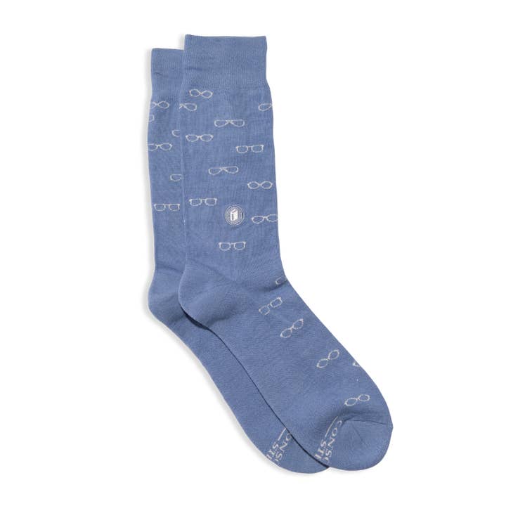Conscious Step – Großhandel Socken - Unisex – Socken, die Bücher geben (blaue Brille)