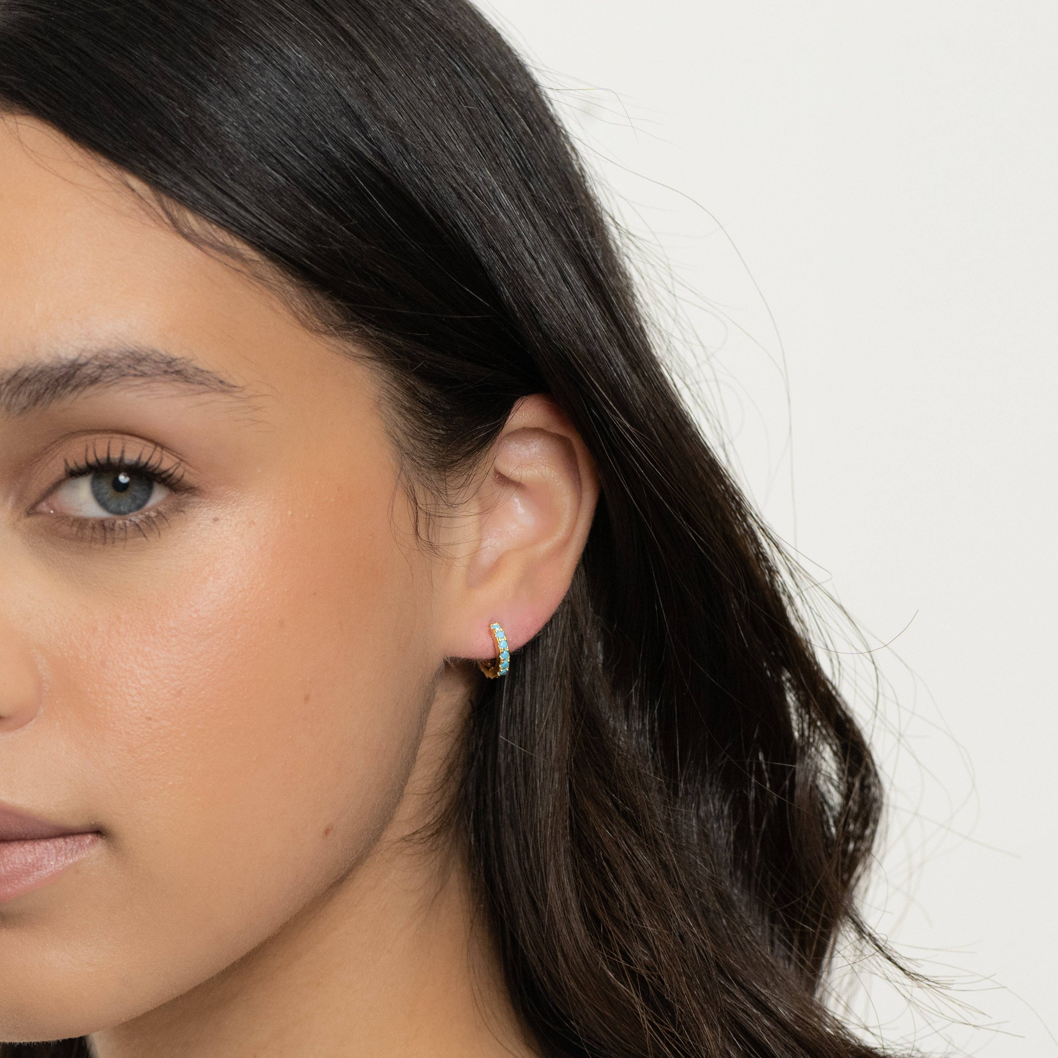 Sami Jewels - Wholesale Huggie Earrings - Turquoise Huggies4