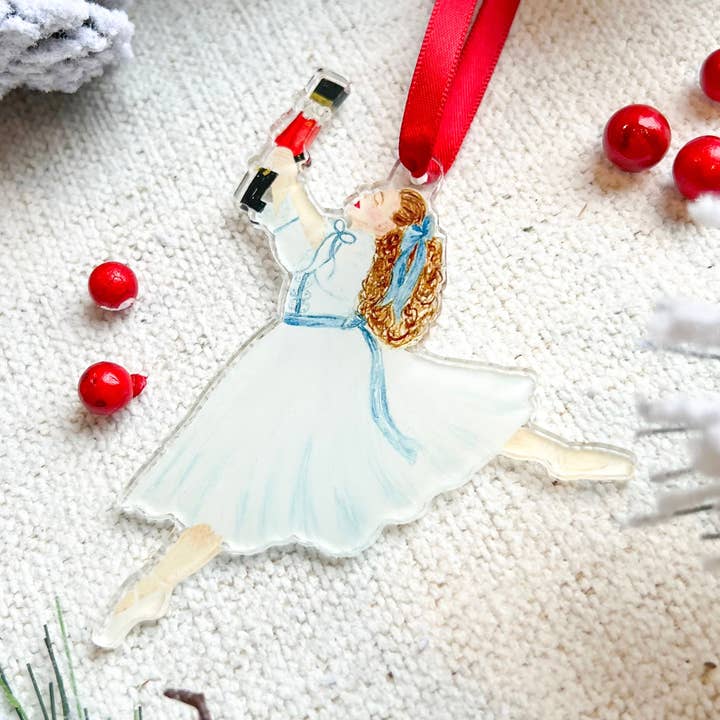 Clara from the Nutcracker Watercolor Ornament for wholesale by Oh So Chic Designs