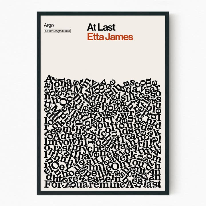 At Last - Etta James - Song Lyric Print for wholesale by Reign&Hail
