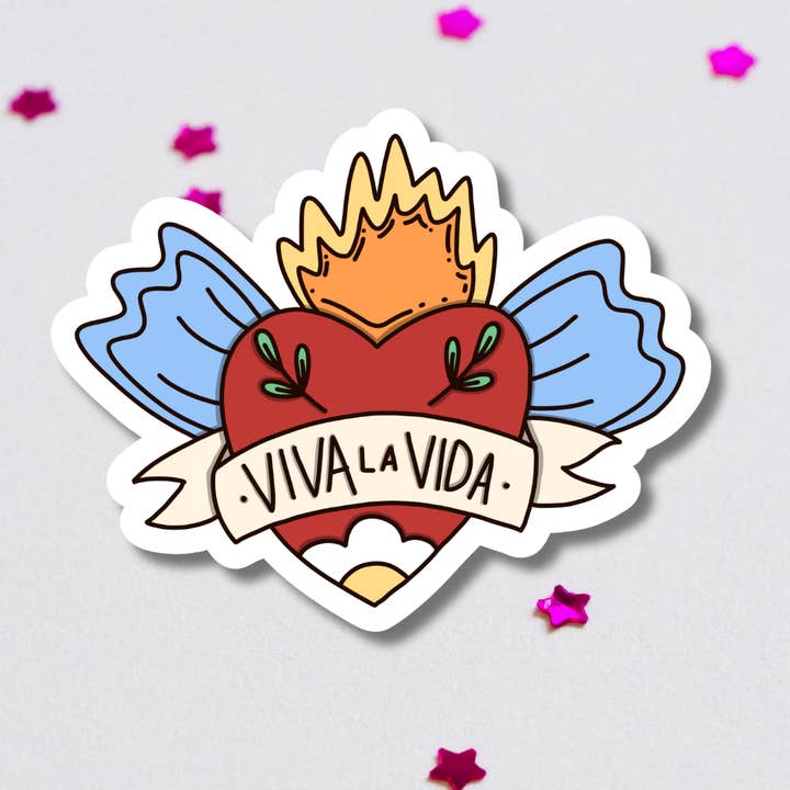 Viva La Vida Sacred Heart Vinyl Sticker for wholesale by Get Stoked