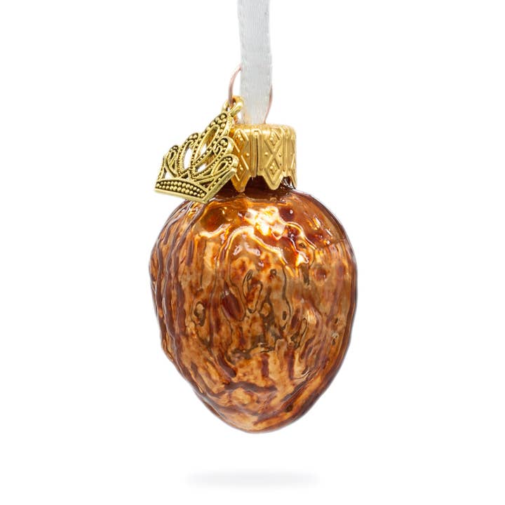 Realistic Walnut with Textured Shell Glass Christmas Ornament for wholesale by BestPysanky