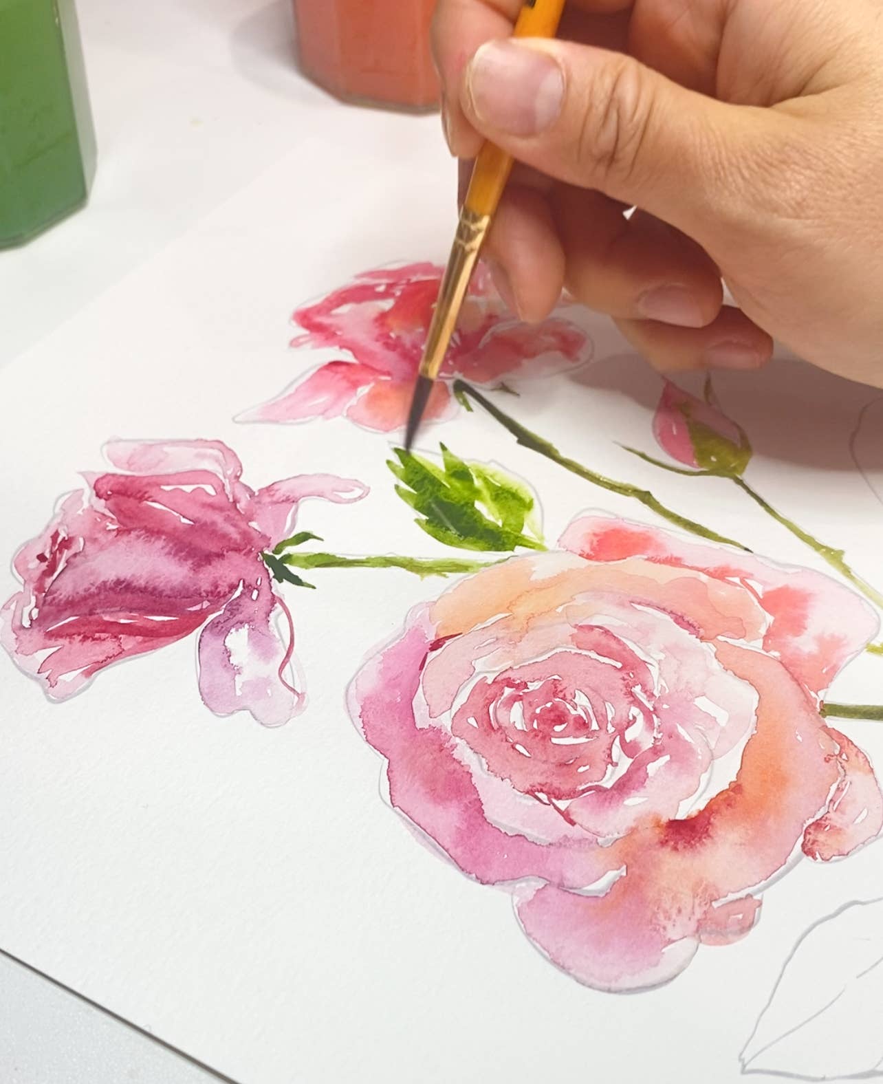 Jean Choe Art & Design - Wholesale Sketchbook/Sketchpad - Watercoloring Book. Watercolor Workbook - Outlined Flowers.11