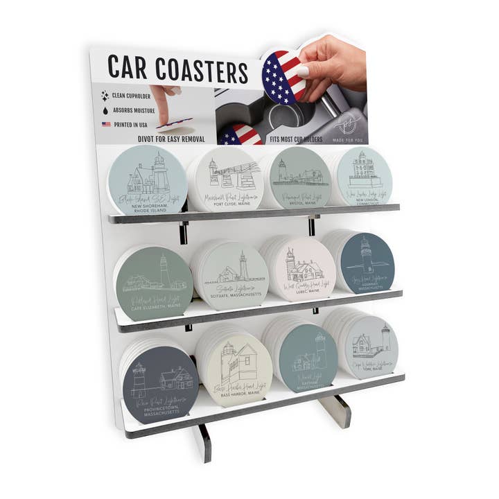 Lighthouse Line Drawing 2 Theme Car |POP Car Coasters for wholesale by Love Local
