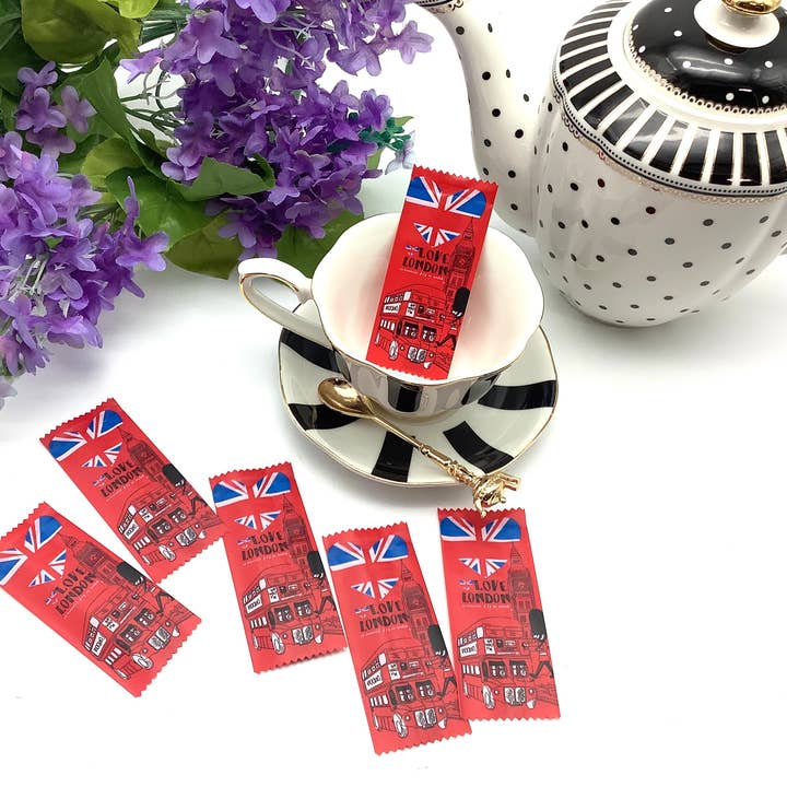 Love London Union Jack English Afternoon Loose Tea packets for wholesale by All Little Cute Things