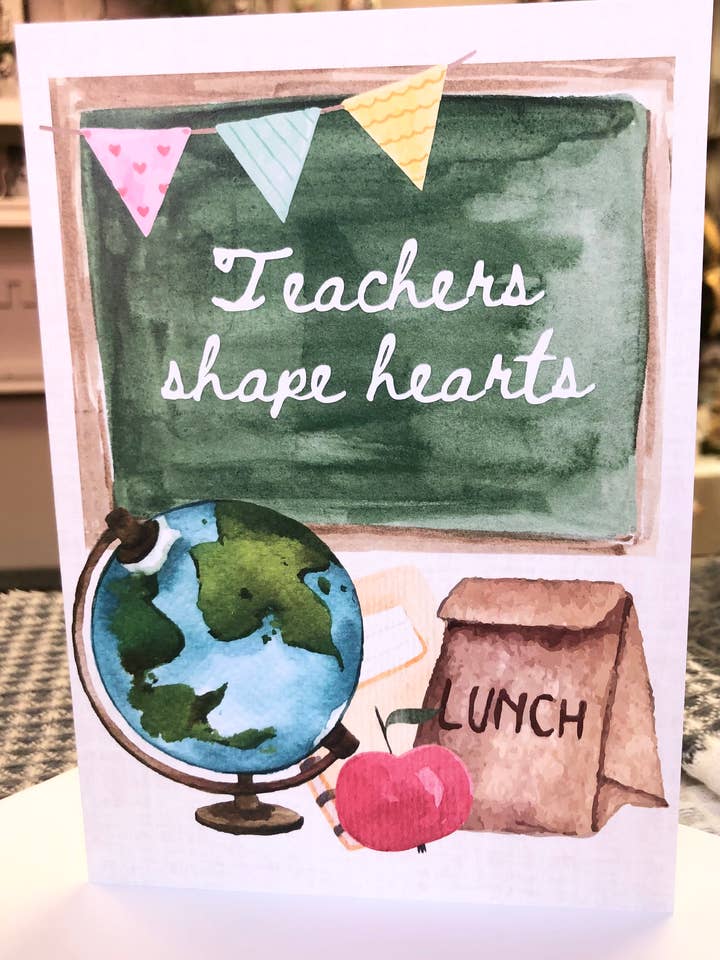 Teachers shape hearts - Card for wholesale by Old Soul Woodworking LLC
