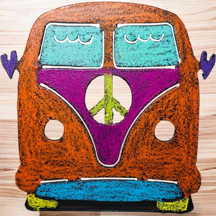 Whimsies - Wholesale Decorative Tabletop Object - VW Bus standing Tabletop Gift rustic folk art vibrant colors1