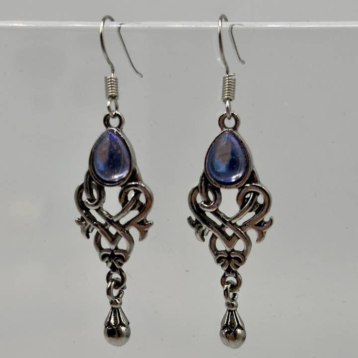 Silver Gothic Moonstone Drop Earrings for wholesale by ARTEMIS