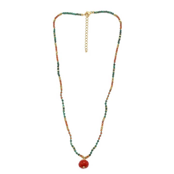 LIZOU - Wholesale Pendant/Charm Necklace - Single Bauble Hand-Knotted Stone Necklace- N2-2657B