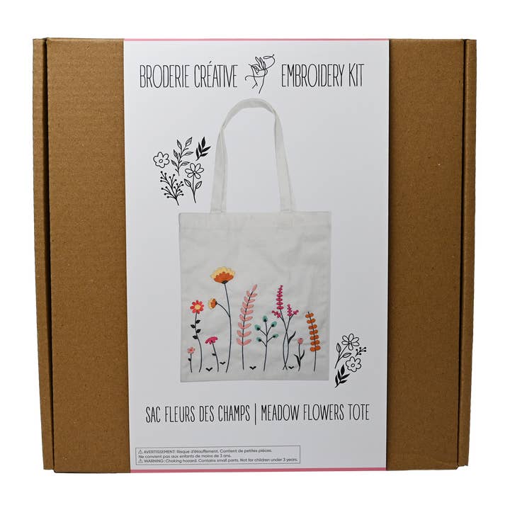 KIT DE BRODERIE SAC TOTE FLEURS DE PRAIRIE pour la vente par pierrebelvedere.com