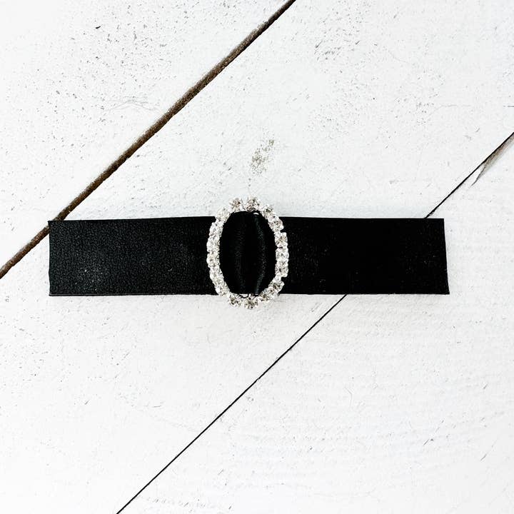 KardiKlips - Wholesale Belt - Women's - Black Leather & Rhinestones Cinch Clip for Dresses 1