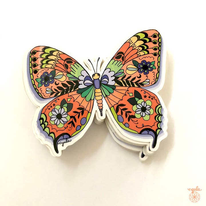Cynla – wholesale Klistermärke – Butterfly klistermärke - monark, vackra klistermärken, 3 tums vinyl