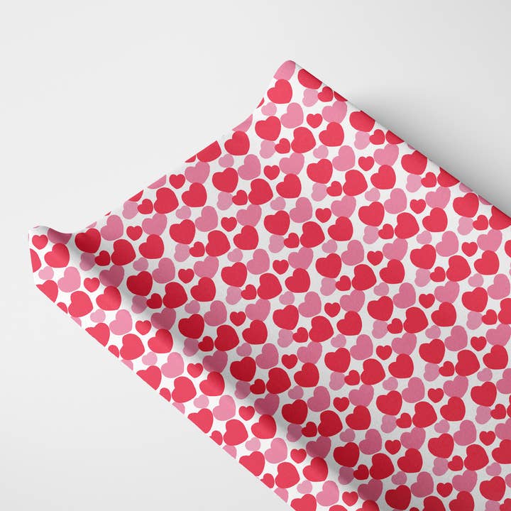 Norani Baby - Wholesale Changing Mat/Pad Cover - Baby - Organic Changing Pad Cover - Valentine's Red & Pink Hearts