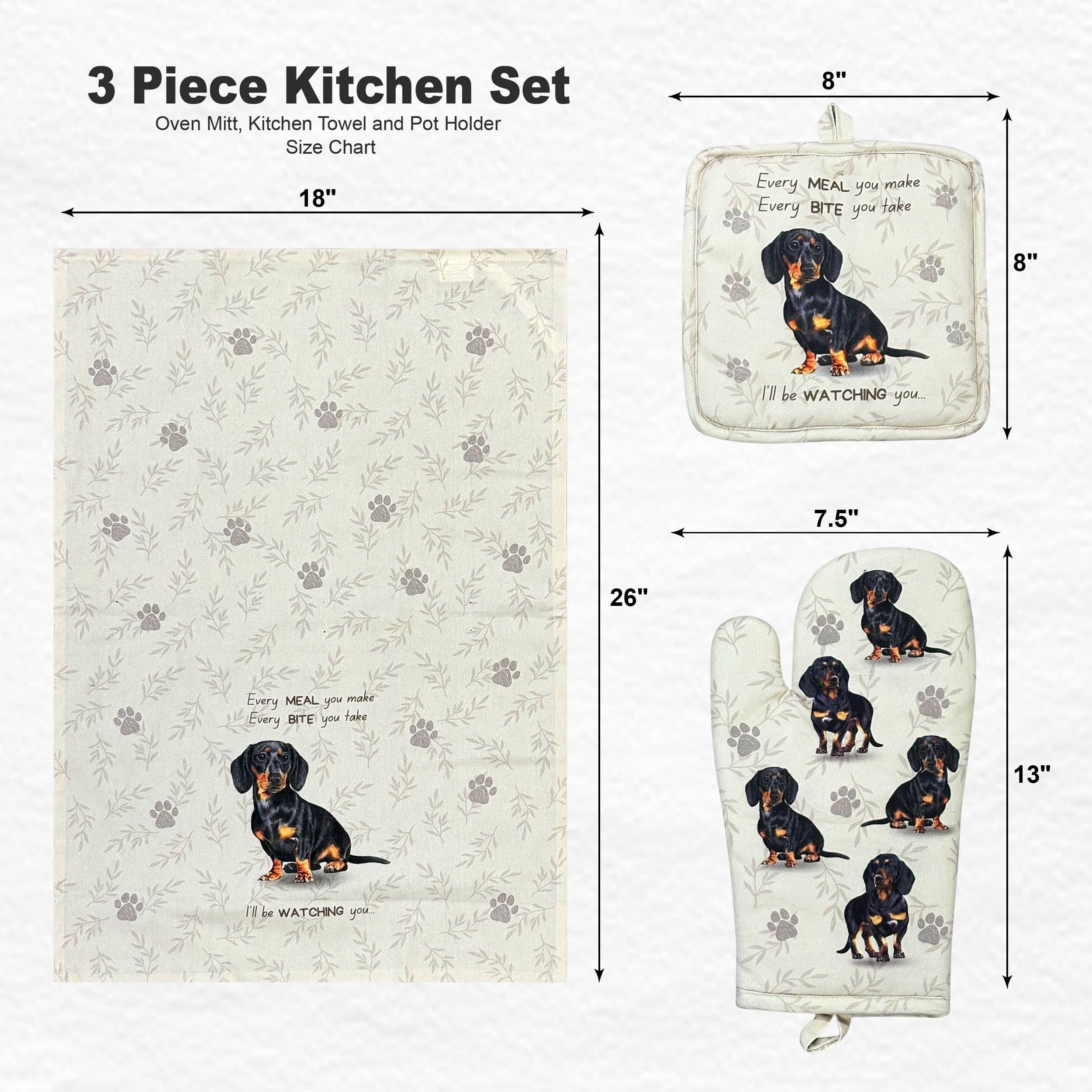 E&S Pets - Wholesale Oven Mitt/Pot Holder - Dachshund Black, oven mitt set2