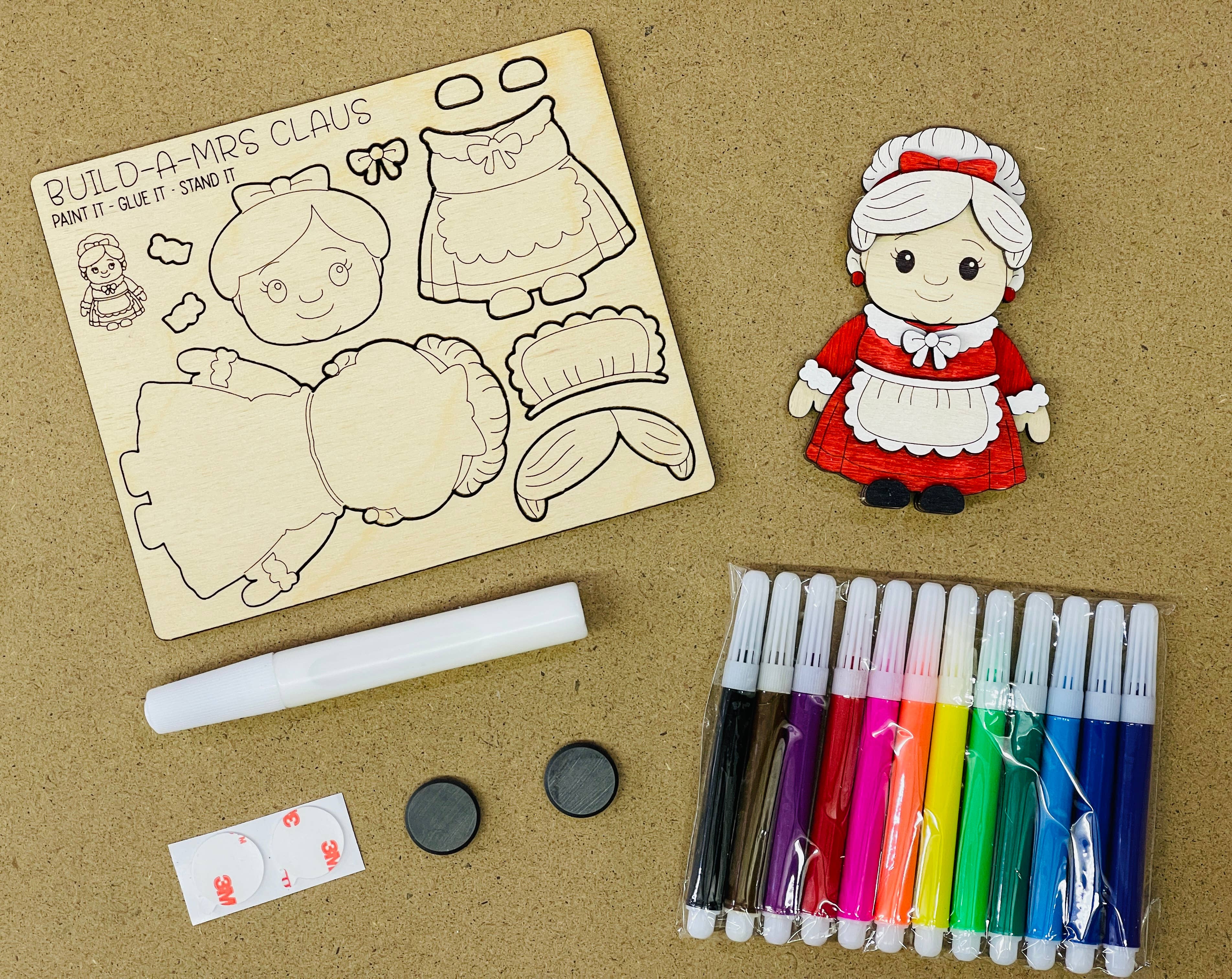 Reclaimed Woodworks Home Decor - Wholesale DIY Craft Kit - Build a Mrs. Claus Magnet CHRISTMAS CRAFT KIT 1