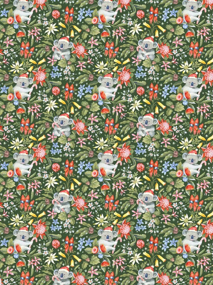 Papel de Embrulho de Natal Plano - Coalas de Natal (Pack de 6) por atacado de Earth Greetings