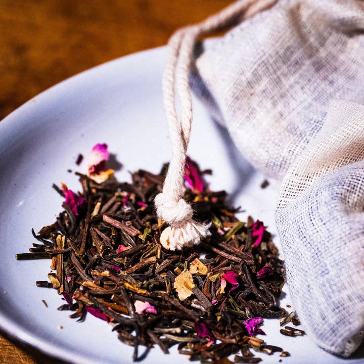 Mansimble Tea & Estate - Vente Sachets de thé - Sachet de thé en coton biologique noué à la main Wild Rose & Black Kangra3