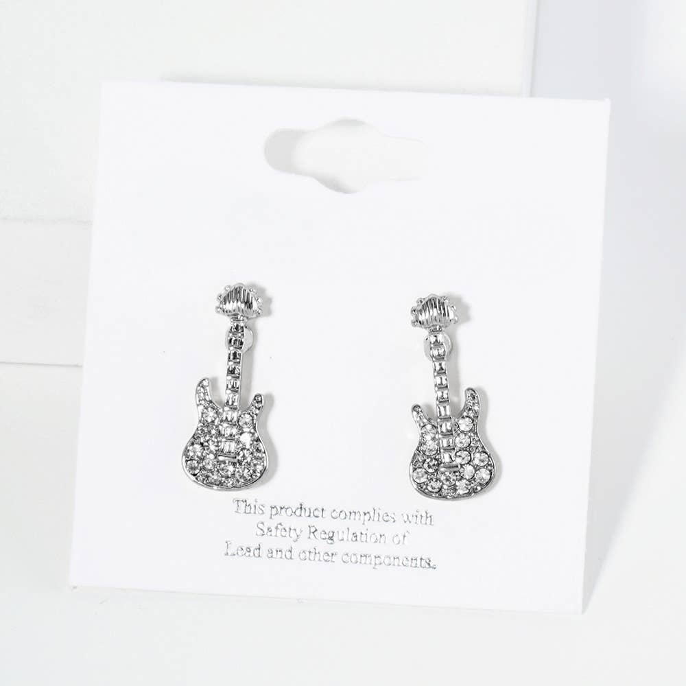 Sensibling Corp. – Brincos de pino por atacado – Brincos de Guitarra Pavimentada em Pedra de Cristal
9